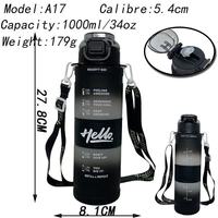 Botella de Agua Motivacional Personalizada de 1000 ml con Marcador de Tiempo, Botella Deportiva de Gran Capacidad, OEM ODM