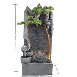 Best-Selling Grande Resina Cortina De Água Parede Outdoor Fountain Waterfall LED Lights Resistente às intempéries Handmade Autoportante para - Product Image 3