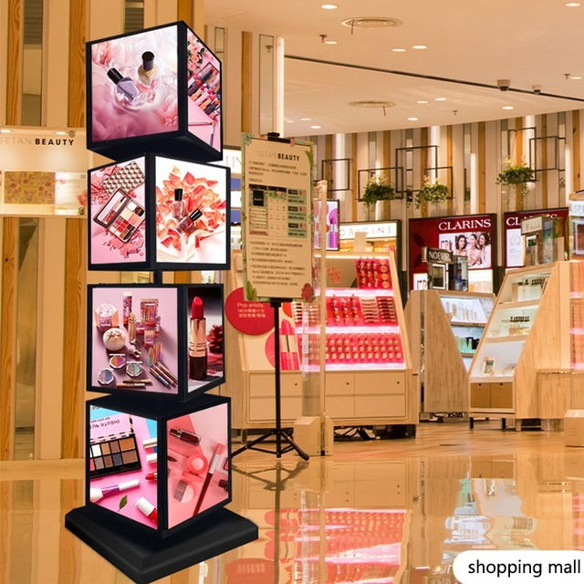Vertical Square Rotating LED Lightbox Advertising Dynamic Sign Acrylic LED Menu Rotating Lightbox for Fruit Shops