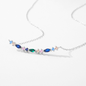 Vintage Neck <strong>Chain</strong> for Women Fine Jewelry 925 Sterling <strong>Silver</strong> Exquisite Elegant <strong>Long</strong> Summer Color Pendant Necklace - Product Image 5