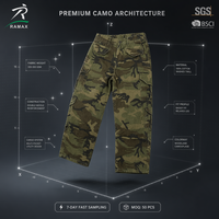 Pantalon cargo tactique vintage personnalisé en sergé camouflage délavé pour homme, avec plusieurs poches à rabat latérales, respirant, fermeture à cordon de serrage, coupe ample et jambe large