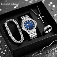 Ensemble cadeau de 3 montres à quartz de luxe pour homme, bracelet en acier inoxydable, Noël, anniversaire, pour lui, mari, OEM
