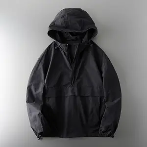 Custom Fashionable Half Zip Up Hooded Climbing Outdoor Breathable And Waterproof Windbreaker Jacket For Man