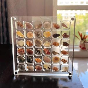 Moderne 36 Gitter Acryl Magnetic Sea shell Display Organizer Großhandel für Diamant Edelstein Perlen