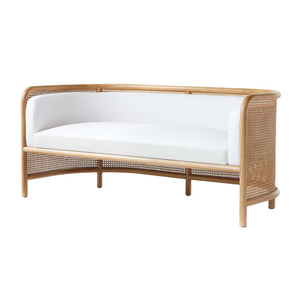 Lounge Sofa Stuhl Cane Sofa mit weißem Kissen Holzrahmen Rattan Stuhl Set Wohnzimmer möbel - Product Image 1