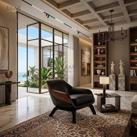 Fauteuil d'appoint moderne de luxe en cuir, chaise longue individuelle italienne avec finitions en bois pour salon