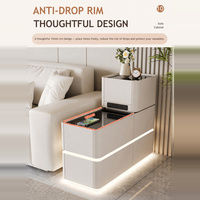 Table d'appoint intelligente multifonctionnelle avec chargement sans fil, plateau en verre trempé, mobilier moderne et simple pour la maison, table de canapé