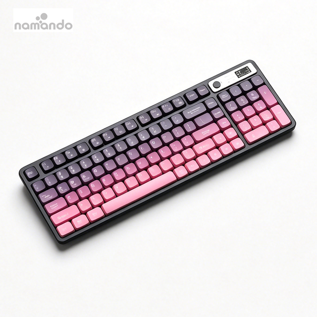 Wireless Dual Mode Rechargeable Keyboard Set Punk Retro Round Business Office Computer Keyboard