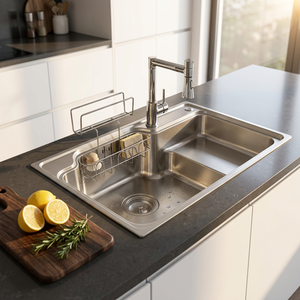 Fregadero de Acero Inoxidable 304 Hecho a Mano por el Fabricante, para Uso en Hoteles y Restaurantes, Instalación Bajo Encimera, Fregadero Individual Contemporáneo - Product Image 1