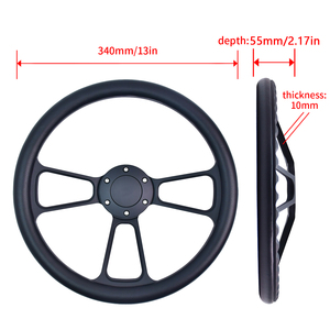 Volante Universal TIYPEOR de 350 mm con Soporte de Cuero y Hierro, Barra de Tres Radios, Logotipo Personalizable para Automóvil y Camioneta - Product Image 2