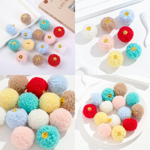Boucles d'oreilles pompons en strass de Nantong, 30 mm, perles rondes en fausse laine d'agneau rouge pour accessoires de bijoux DIY, cadeau de fêtes - Product Image 5