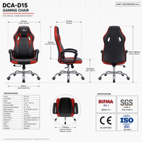 Chaise de jeu ergonomique à dossier haut, en cuir PU, pivotante, pour ordinateur, avec base chromée inclinable, chaise d'e-sport