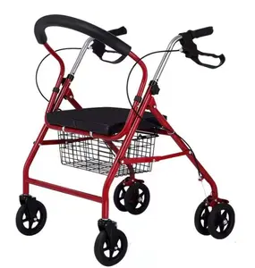 Pasokan produsen alat bantu jalan dewasa, Rollator jalan raya luar ruangan, keranjang belanja orang tua cacat dengan kursi roda