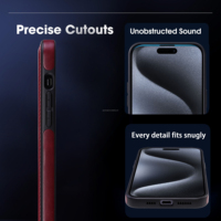 Étuis de téléphone portable personnalisés en gros étui de téléphone à armure magnétique en cuir véritable de luxe avec porte-anneau pour IPhones 16 15 Pro Max