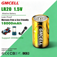 Baterai GMCELL Alkaline Ukuran D LR20 18000mAh Heavy Duty 1.5V untuk Mainan, Peralatan Rumah Tangga & Perkakas Listrik - Daya Tahan 5 Tahun
