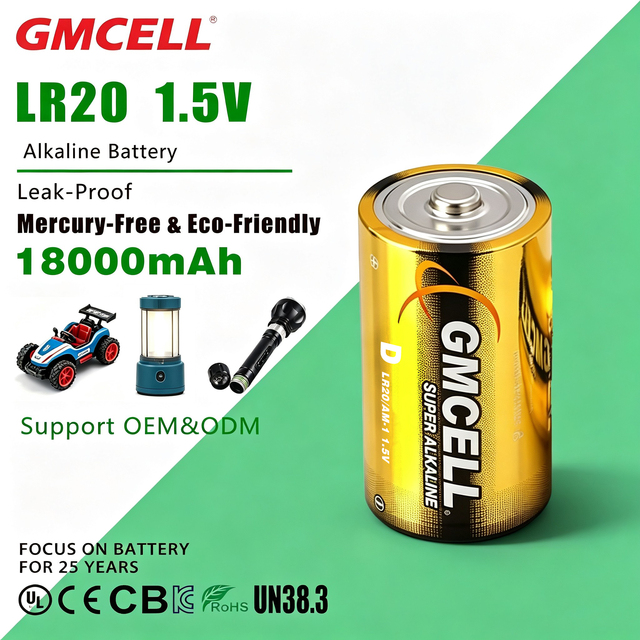 GMCELL Alkaline D Size LR20 18000mAh Heavy Duty Batteries 1.5V for Toys Home Appliances & Power Tools-5 Year Shelf Life
