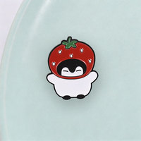Erdbeer-Pinguin Einzelner Emaille-Pin Tägliche Jacken- und Taschendekoration Anstecknadel
