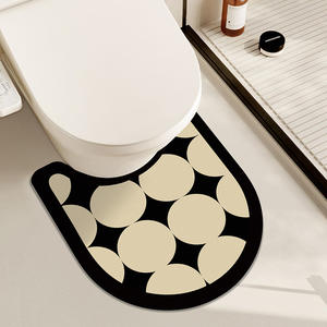 Alfombra de baño absorbente en forma de U, alfombra antideslizante para el suelo del baño, juego de asientos para inodoro, diseño minimalista, patrón sólido - Product Image 4