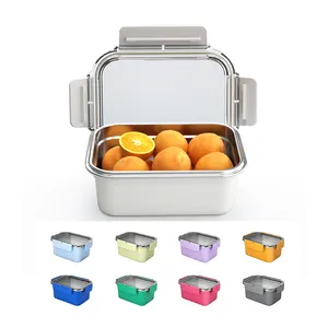 Bento Lancheira Reutilizável para Adultos e Crianças Lancheira de Aço Inoxidável com Tampa PP Recipiente Reutilizável Reutilizável para Preparação de Alimentos à prova de Vazamento