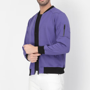 Chaqueta Bomber de Hombre, Estilo Urbano, Cuello Alto, Manga Larga, Ajustada, de Poliéster Suave, Fácil de Combinar, Grosor Ligero - Product Image 6