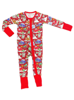Piyama Bambu Custom Print Grosir Ruidian, Romper Bayi Bambu Organik Resleting Ganda, Pakaian Bayi Bambu untuk Anak Laki-laki