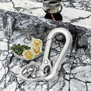 Mousqueton de luxe fantaisie en argent, anneau fendu, 30 mm, léger, avec impression en relief, porte-clés en métal, fabricant chinois, vente en gros - Product Image 3