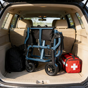 Sedia a Rotelle Pieghevole Leggera MZU, Telaio Ripiegabile, Adatta per Adulti e Anziani, Carrello da Viaggio Compatto - Product Image 5