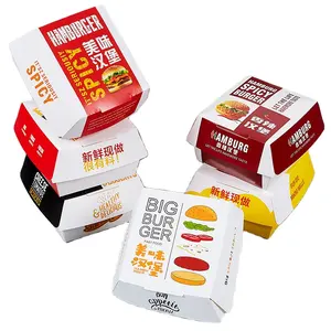 Impression de logo et de taille personnalisés Emballage d'hamburger jetable biodégradable écologique de qualité alimentaire