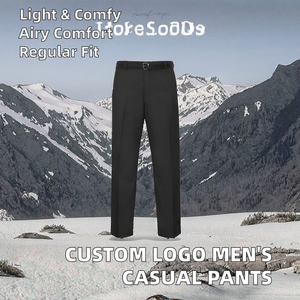 Pantalones Casuales de Moda para Hombre, Venta al por Mayor de Fábrica, Logotipo Personalizable, Pantalones de Ocio, Sarga, Rectos, Lisos, Deportivos, Teñidos - Product Image 3