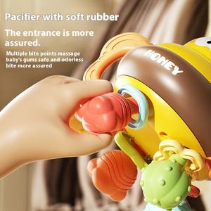 Cartone animato giocattolo per bambini con Design a ape tre in uno molari di plastica morbida sonaglio a mano e colla per denti a sfera Set per dentizione - Product Image 5