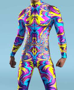 King Mcgreen Star Mono de Halloween Impresión digital 3D Líneas irregulares Adulto Cosplay Body Carnaval Fiesta Hombres Catsuit - Product Image 5