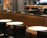 Meubles de salle à manger fabriqués en usine, table de salle à manger avec plateau en Corian, ensemble de table pour 4 personnes, utilisation domestique et en cuisine, moderne, renouvelable, 10 ans