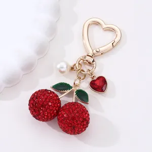 TG-2666 1PC Exquisite Zinc Alloy Metal Full Cherry <b>Heart</b> Pearl Keychain Cute Romantic Elegant Bag Hanging Decoration - Product Image 6