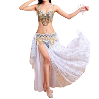 Ensemble de costumes de danse du ventre pour femmes soutien-gorge et ceinture de danse du ventre professionnels jupe de danse du ventre fente tenue de carnaval