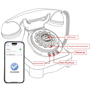 Téléphone <span class=keywords><strong>Bluetooth</strong></span> Rétro Vintage Filaire avec Assistant Vocal, Décoration de Bureau Style Ancien pour Smartphone et Maison - Product Image 3