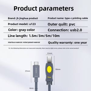 Jinghua Cordon d'imprimante <span class=keywords><strong>USB</strong></span> C haute vitesse de haute qualité Câble <span class=keywords><strong>MIDI</strong></span> 1m 2m 3m 5m Câble d'imprimante <span class=keywords><strong>USB</strong></span> B à <span class=keywords><strong>USB</strong></span> C - Product Image 3