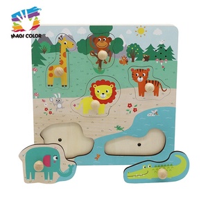 Wooden Animal Hand Grab <strong>Puzzle</strong> with <strong>Easy</strong>-Grip Knobs - Educational Shape Matching and Fine Motor Skills Toy for Toddlers W14M339 - Product Image 6