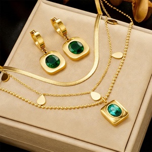 Women Dainty Jewelry <b>Set</b> Stainless Steel 18k Gold Zircon Heart Eye Layered Pendant Necklace Earrings <b>Bracelet</b> <b>Set</b> Waterproof - Product Image 1