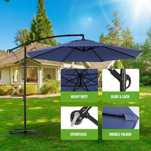 Sombrilla Cantilever Azul para <span class=keywords><strong>Patio</strong></span> de 2.7M con Base, Sombrilla para Exteriores con Ajuste de Inclinación - Product Image 2