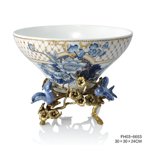 Série de vaisselle <span class=keywords><strong>en</strong></span> céramique bleue et blanche Art déco moderne haut de gamme 2023, assiette à fruits combinée, décoration de salon, vase de table - Product Image 5