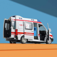 Coche de Juguete de Aleación Fundida a Presión, Ambulancia de Emergencia 120, Simulación Realista, para Niños y Niñas, Set de Coches de Juguete para Médicos