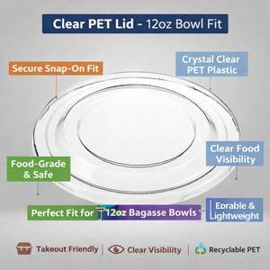 ProTakeOut Tapas para Tazones de Bagazo de 12 oz, Paquete de 500, Resistentes, Transparentes, Antiderrames, Ecológicas, Biodegradables y Compostables - Product Image 4