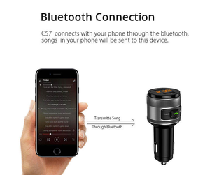 Chargeur de voiture USB <span class=keywords><strong>pas</strong></span> <span class=keywords><strong>cher</strong></span> en gros, émetteur <span class=keywords><strong>FM</strong></span> sans fil, charge rapide C57 QC3.0, émetteur <span class=keywords><strong>FM</strong></span> sans fil - Product Image 5