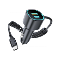 Chargeur de voiture USB C rétractable 66W, chargeur de téléphone de voiture super rapide 3 en 1 compatible avec iPhone 16 et plus