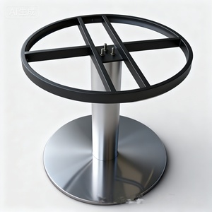 Modern stainless steel round <b>table</b> stand with four-post support base, suitable <b>for</b> both <b>dining</b> <b>tables</b> and office <b>desks</b> - Product Image 3