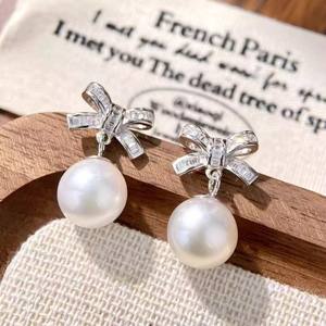 Accesorios de Perlas DIY, Aretes de Plata S925 con Bandeja Vacía, Aretes de Lazo, Cuentas de 8-13 mm, 22652, Categoría de Producto: Aretes de Perlas - Product Image 2