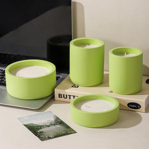 Pot à bougie en céramique avec logo personnalisé, vente en gros, récipient à bougie en <span class=keywords><strong>cire</strong></span>, décoration de mariage à domicile, grand récipient à bougie en béton vide de style nordique - Product Image 2