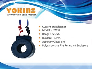 YOKINS, Transformateur de courant 75/5A, CT 75A pour ampèremètre selon la norme IS2705 Modèle YOK-RW30 Mesure de courant alternatif - Product Image 1