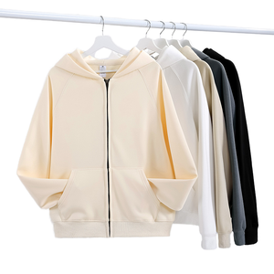 Sweat à capuche zippé intégral en coton épais 600 g/m² pour homme, grande taille, polaire - Product Image 1