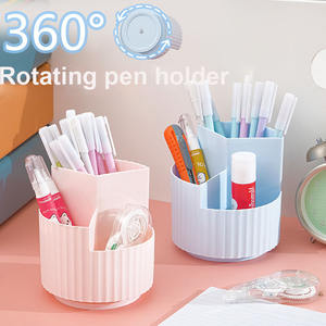 Bview Art 360 gradi rotanti 3 scomparti organizzatori da scrivania portapenne in plastica - Product Image 5